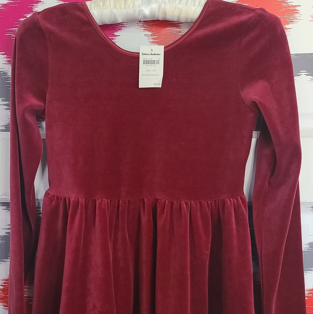 Hanna Anderson Girls Super Twirl  Velour Skater Dress Cinnabar Marboon - New